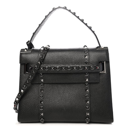 Valentino Garavani Grainy Calfskin Onyx Small My Rockstud Rolling Frame Bag Black 1 of 4