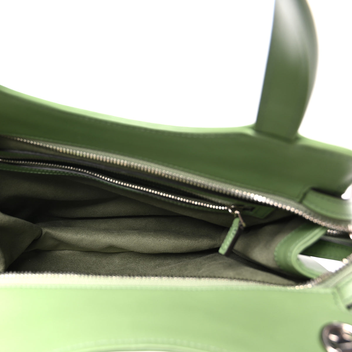Senna Calfskin Petite GG Small Tote Bag Green Soil Grass