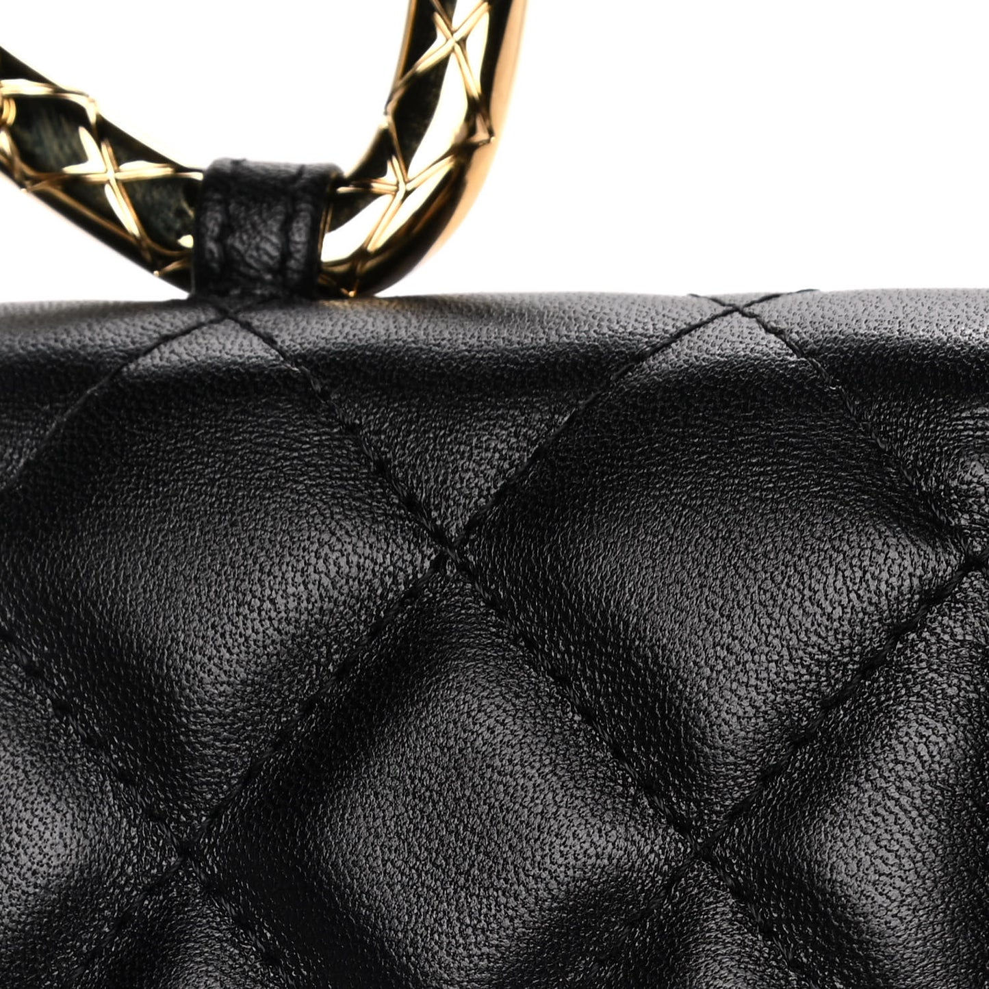 Lambskin Quilted CC Hook Card Holder Black