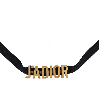 Christian Dior Grosgrain Ribbon J'Adior Logo Choker Necklace Black 1 of 4