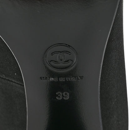 Chanel Crepe Satin Mary Jane Pumps 38 Black 8 of 11