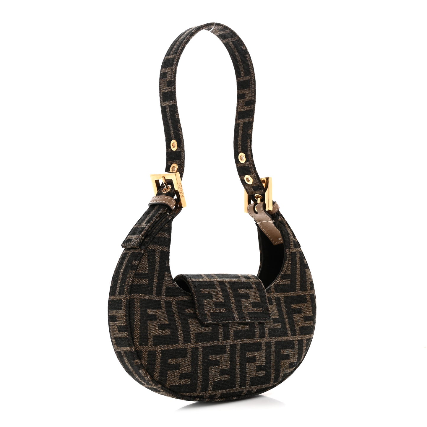 Fabric Jacquard FF 1974 Mini Cookie Hobo Bag Tobacco Moro