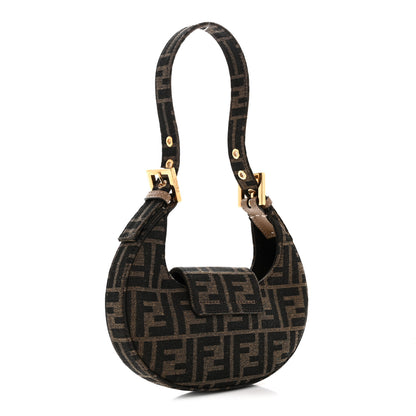 Fendi Fabric Jacquard FF 1974 Mini Cookie Hobo Bag Tobacco Moro 3 of 10