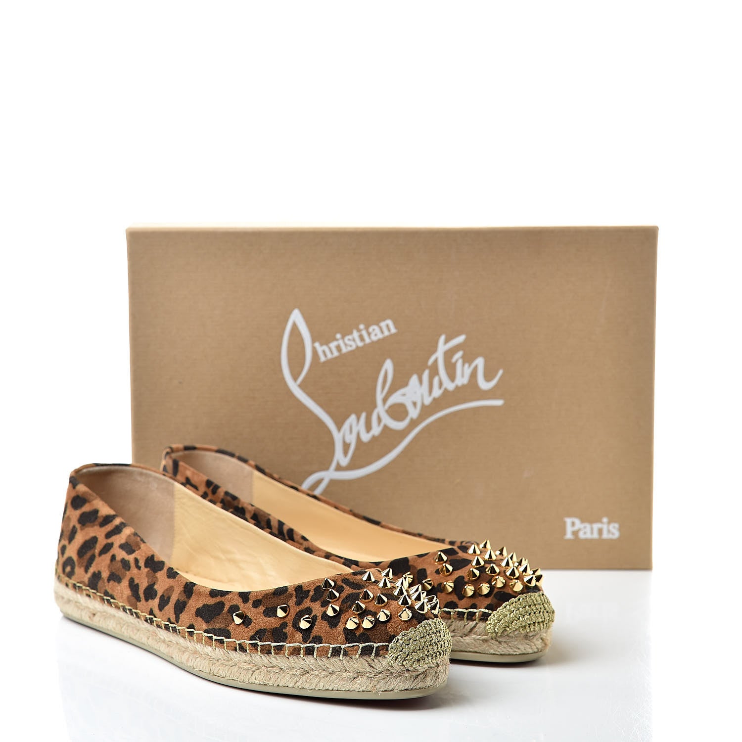 Christian Louboutin Veau Velours Leopard Aliochette Espadrilles 40 Caramel 11 of 11