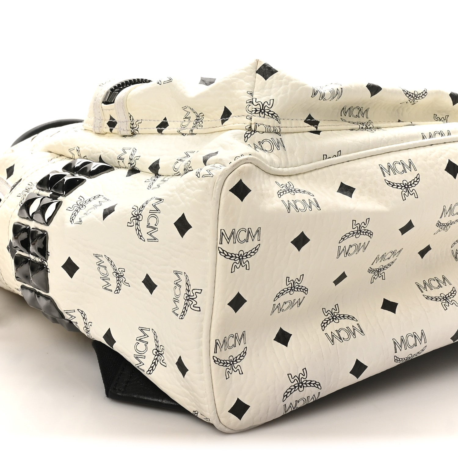 MCM Visetos Medium Side Studs Stark Backpack White 8 of 9