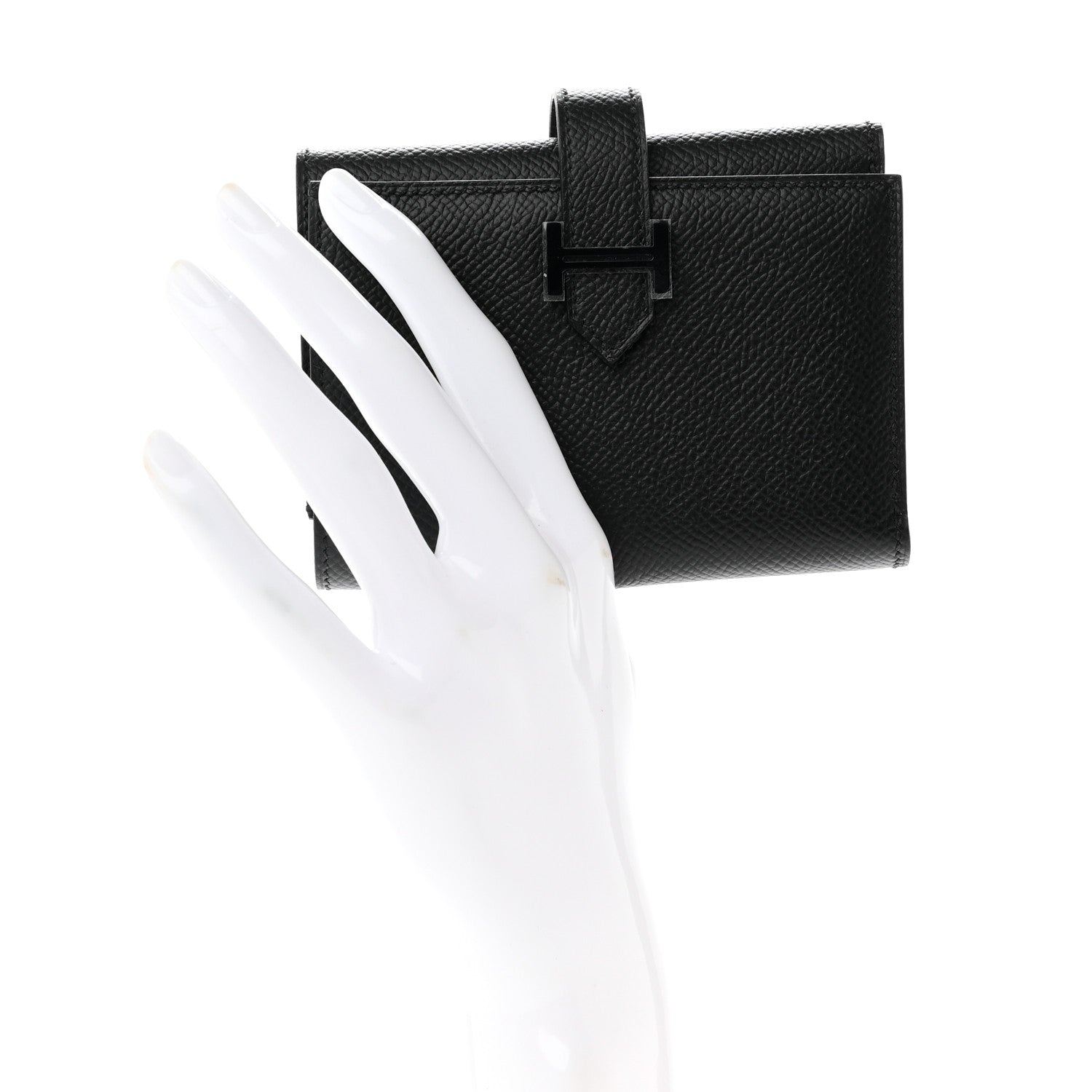 Hermes Epsom Tri-Fold Compact Monochrome Bearn Wallet Black 2 of 7