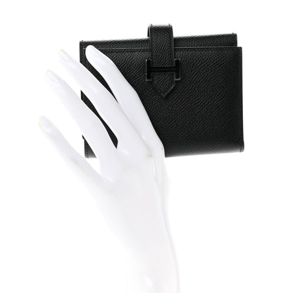 Hermes Epsom Tri-Fold Compact Monochrome Bearn Wallet Black 2 of 7