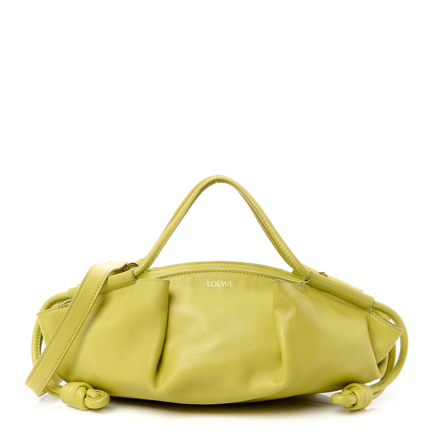 Loewe Shiny Nappa Calfskin Paseo Bag Lime Yellow 1 of 11