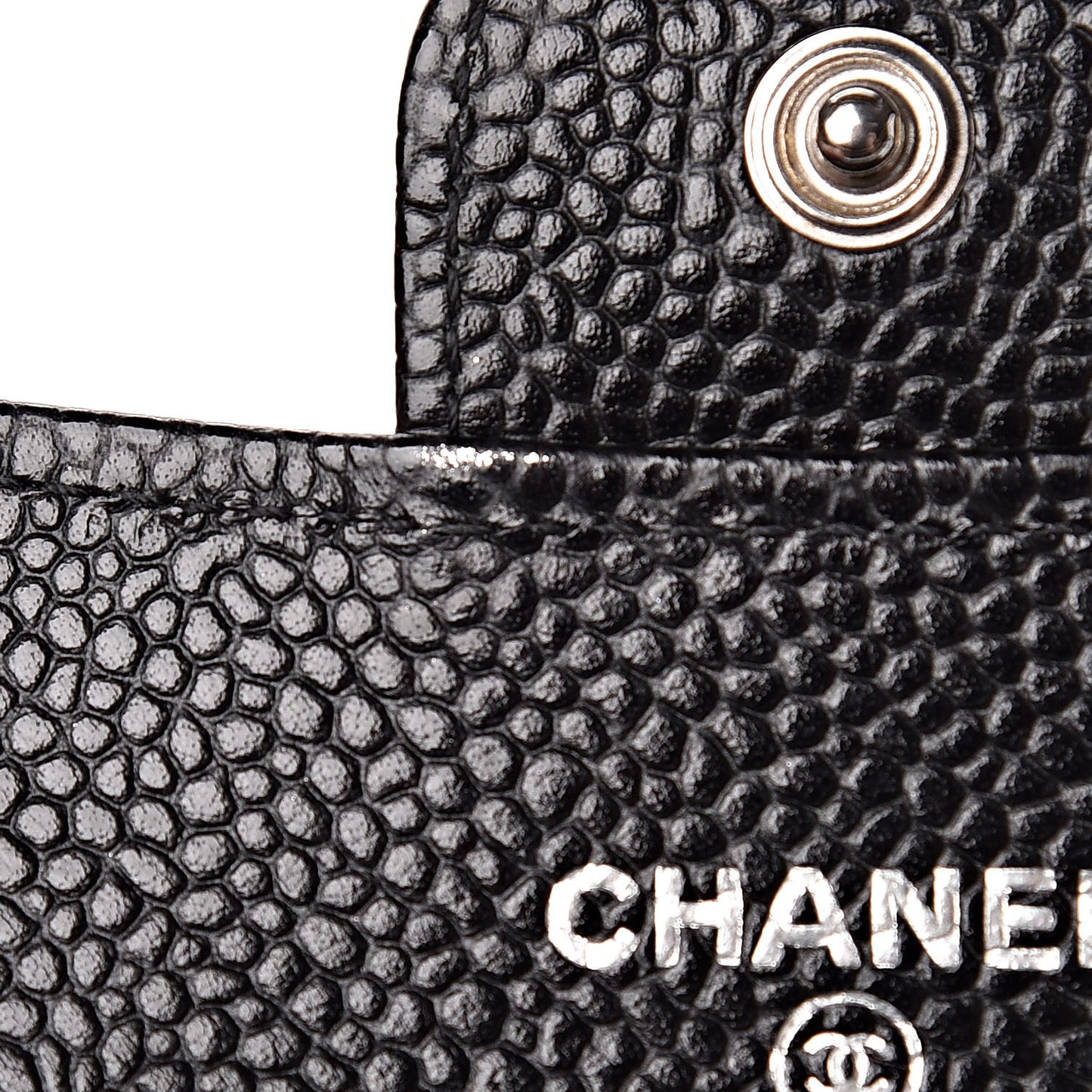 Caviar Quilted Flap Card Holder Wallet Black