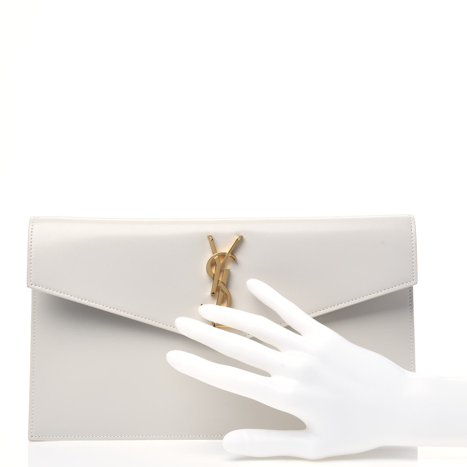 Saint Laurent Smooth Shiny Calfskin Uptown Pouch Crema Soft 2 of 9