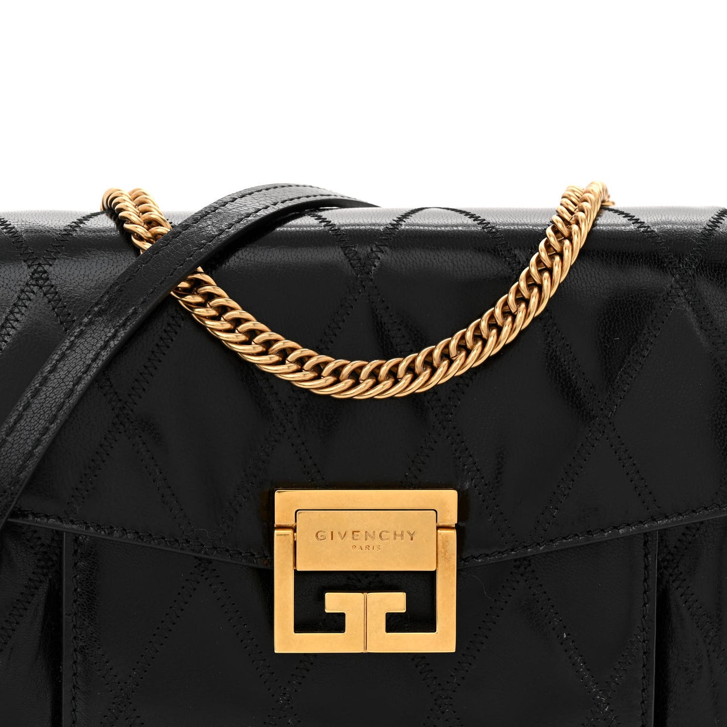 Goatskin Quilted Small GV3 Shoulder Bag Black