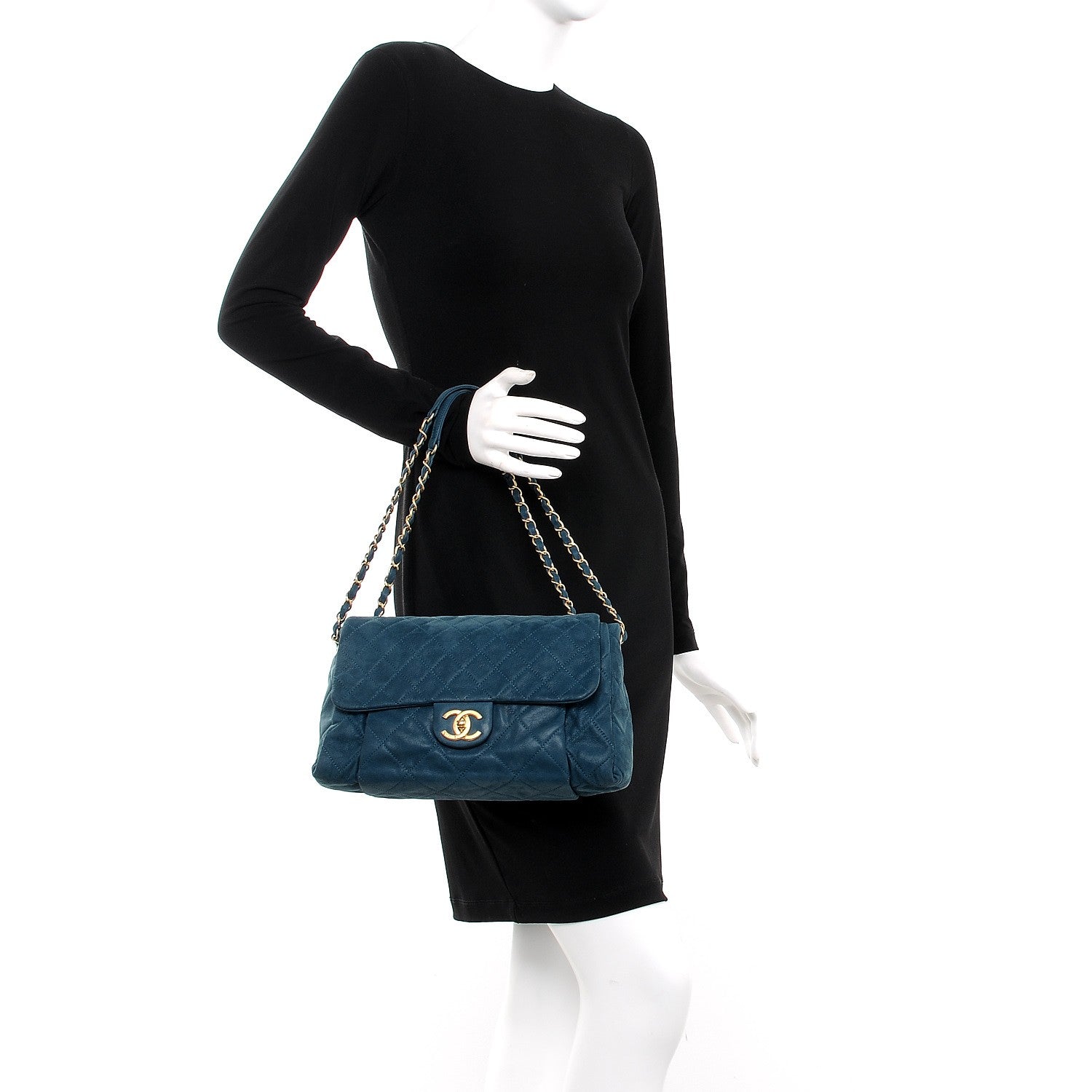 Chanel Iridescent Calfskin Large Chic Quilt Flap Dark Blue 2 of 8