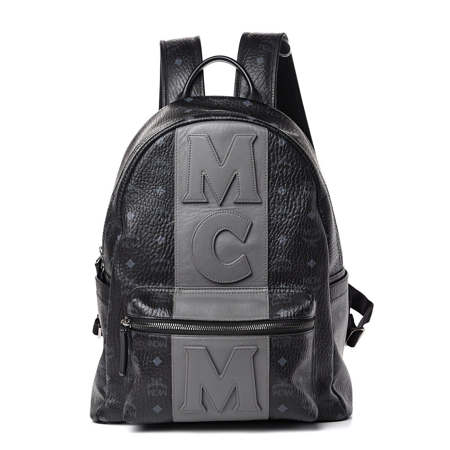 MCM Visetos Medium Stark Logo Stripe Backpack Black 1 of 12
