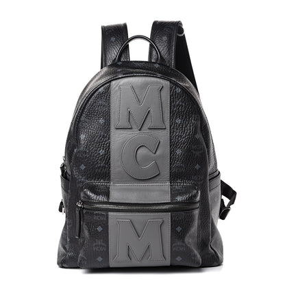 MCM Visetos Medium Stark Logo Stripe Backpack Black 1 of 12