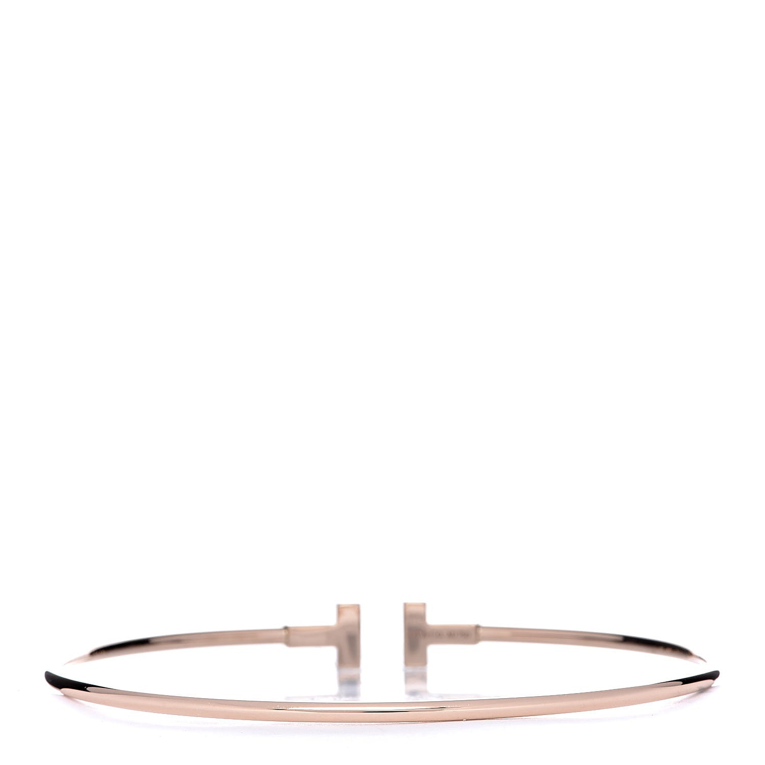 Tiffany 18K Rose Gold Narrow T Wire Bracelet 3 of 4