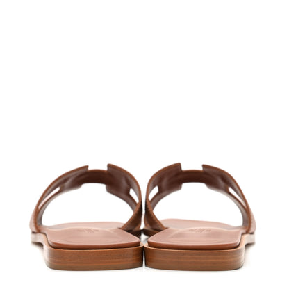 Hermes Box Calfskin Oran Sandals 39.5 Gold 6 of 10