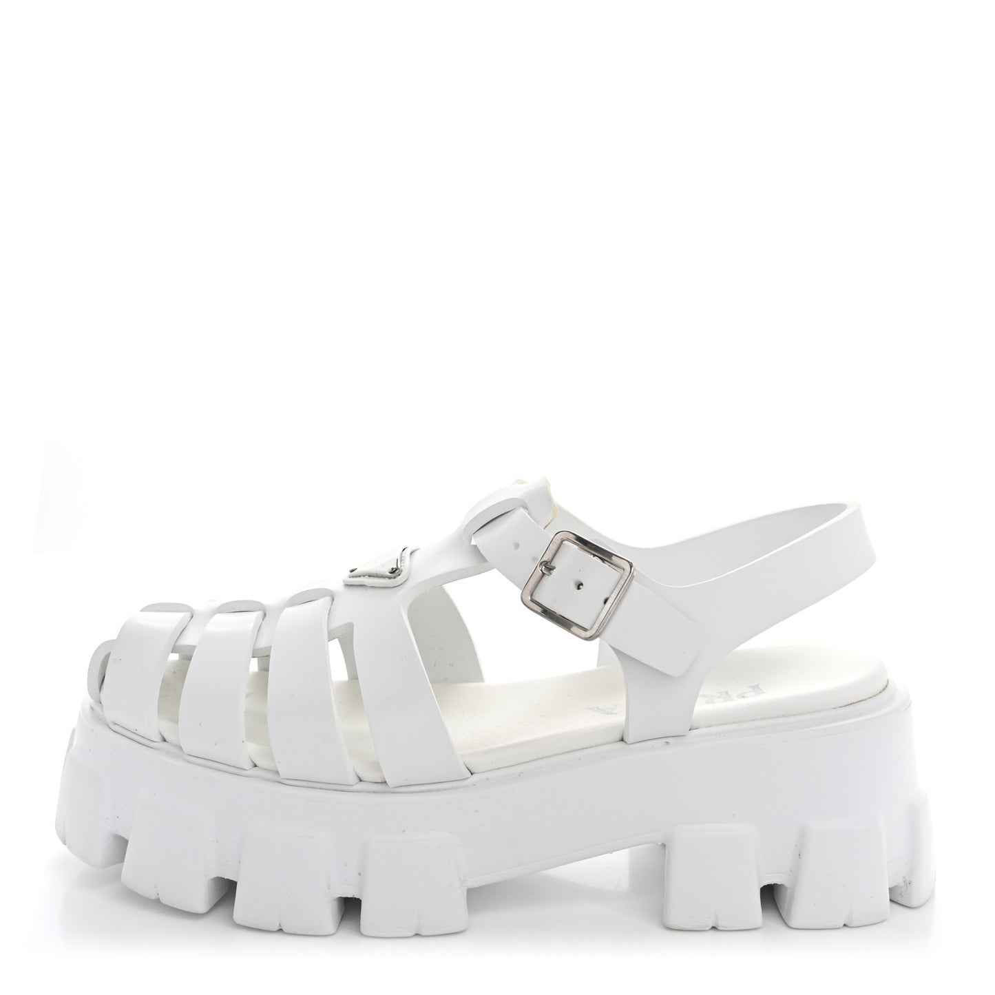 Foam Rubber Metal Triangle Logo Monolith 55mm Cage Sandals 40 White