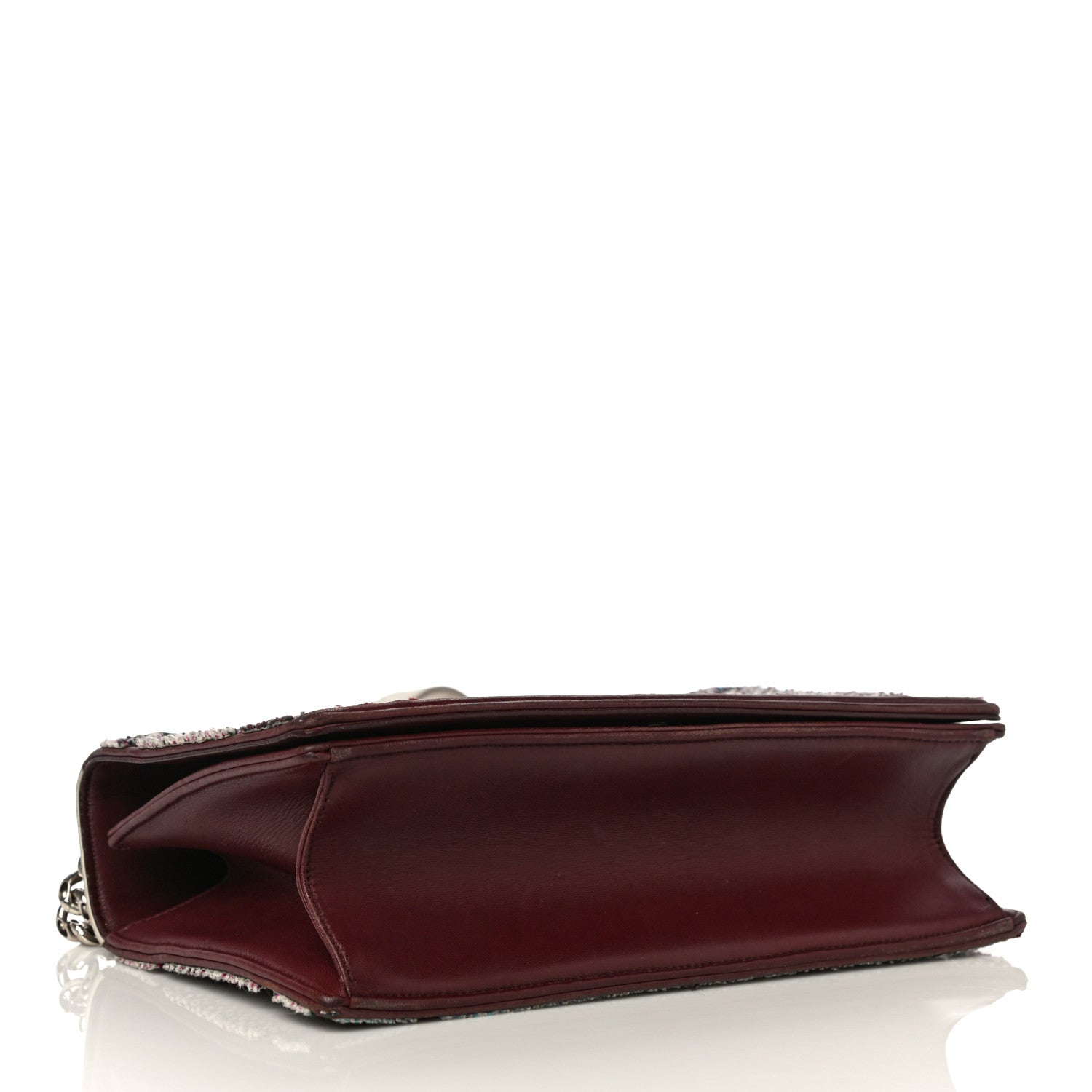 Christian Dior Tweed Calfskin Medium Diorama Flap Bag Burgundy Multicolor 4 of 32