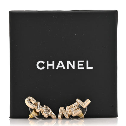 Chanel Crystal Pearl Signature Stud Earrings Gold 5 of 5
