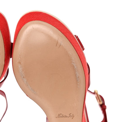 Louis Vuitton Canvas Waterfall Wedge Sandals 39.5 Red 8 of 13
