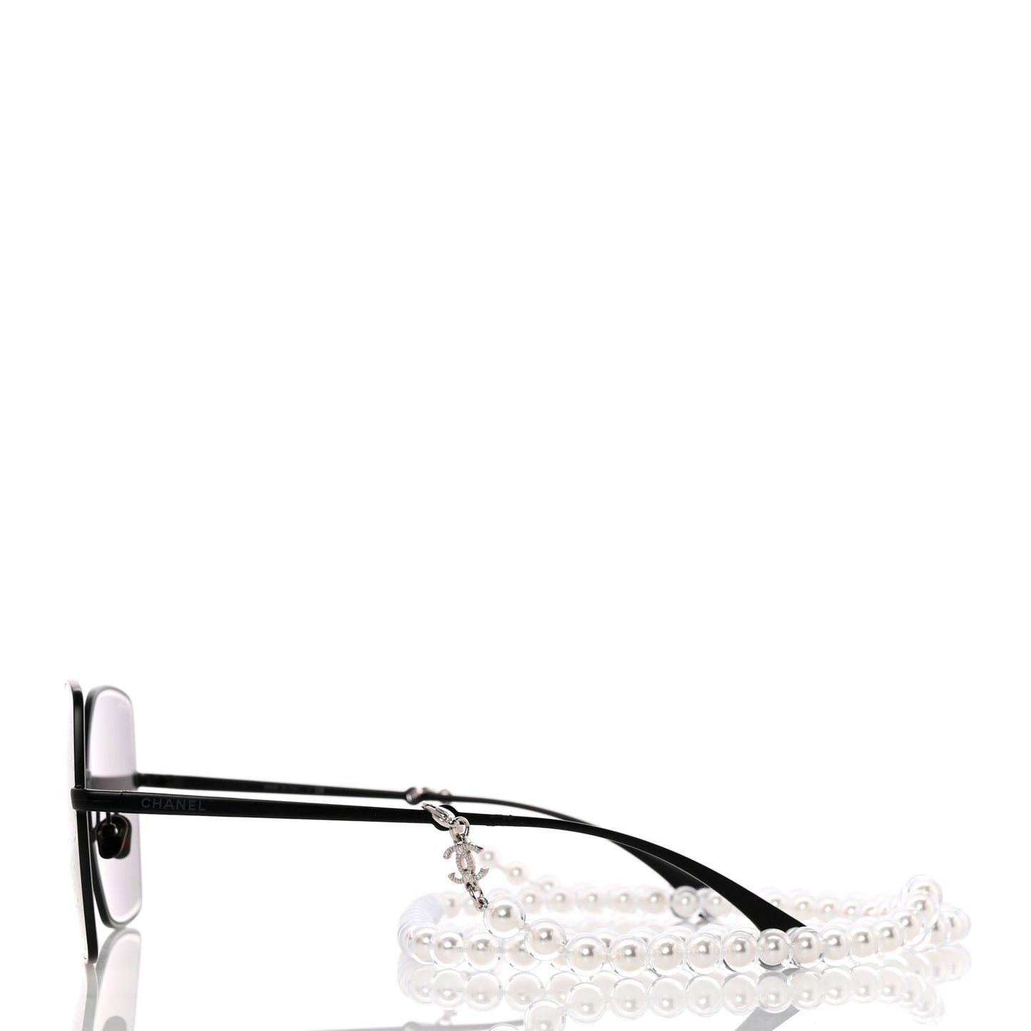 Metal Butterfly Removable Pearl Chain Sunglasses 4262 Black