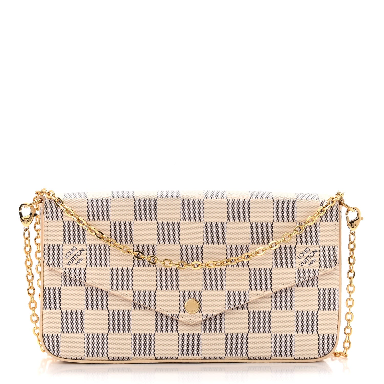 Louis Vuitton Damier Azur Pochette Felicie Chain Wallet Rose Ballerine 3 of 10