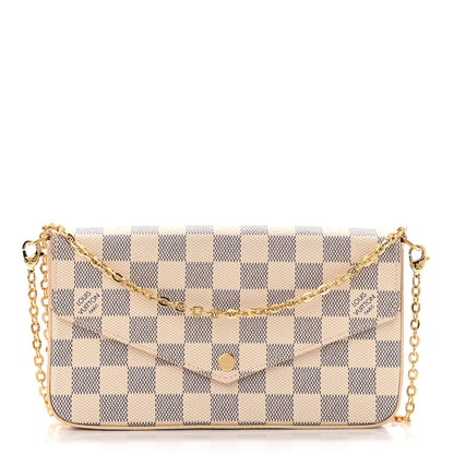 Louis Vuitton Damier Azur Pochette Felicie Chain Wallet Rose Ballerine 3 of 10