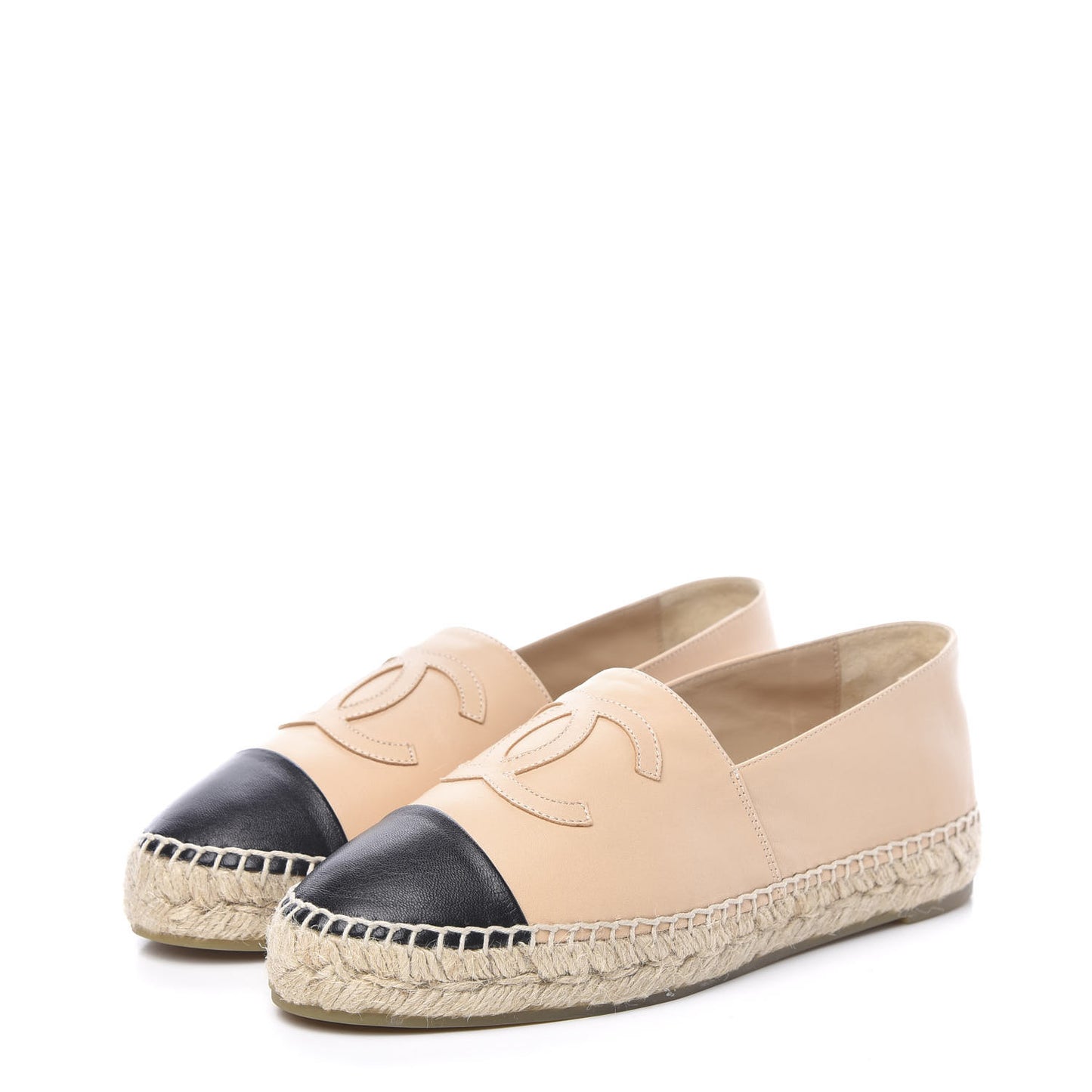 Lambskin CC Espadrilles 38 Beige Black