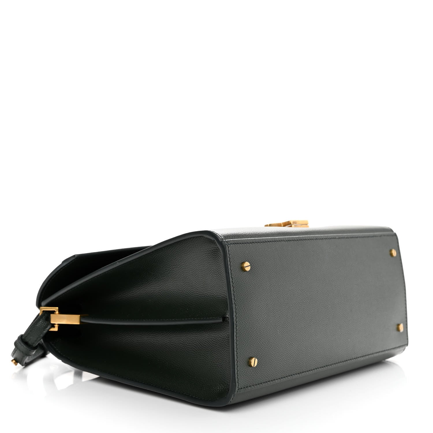 Saint Laurent Grain de Poudre Medium Classic Monogram Cassandra Top Handle Dark Green 4 of 14