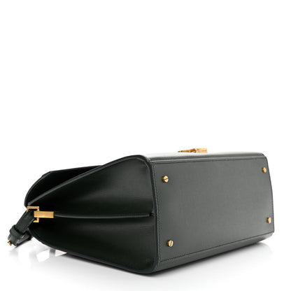Saint Laurent Grain de Poudre Medium Classic Monogram Cassandra Top Handle Dark Green 4 of 14
