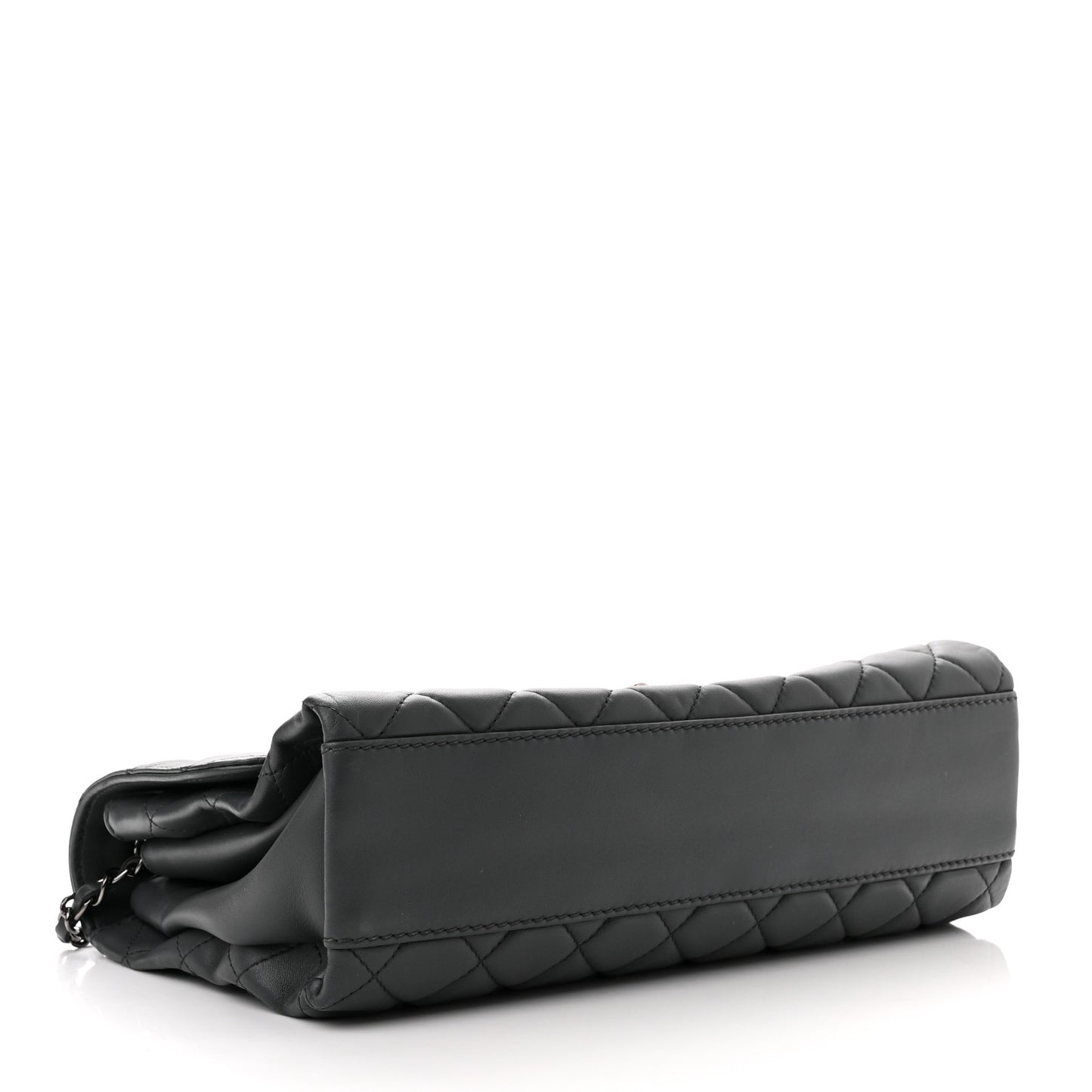 Lambskin Quilted Jumbo Coco Loop Flap Grey