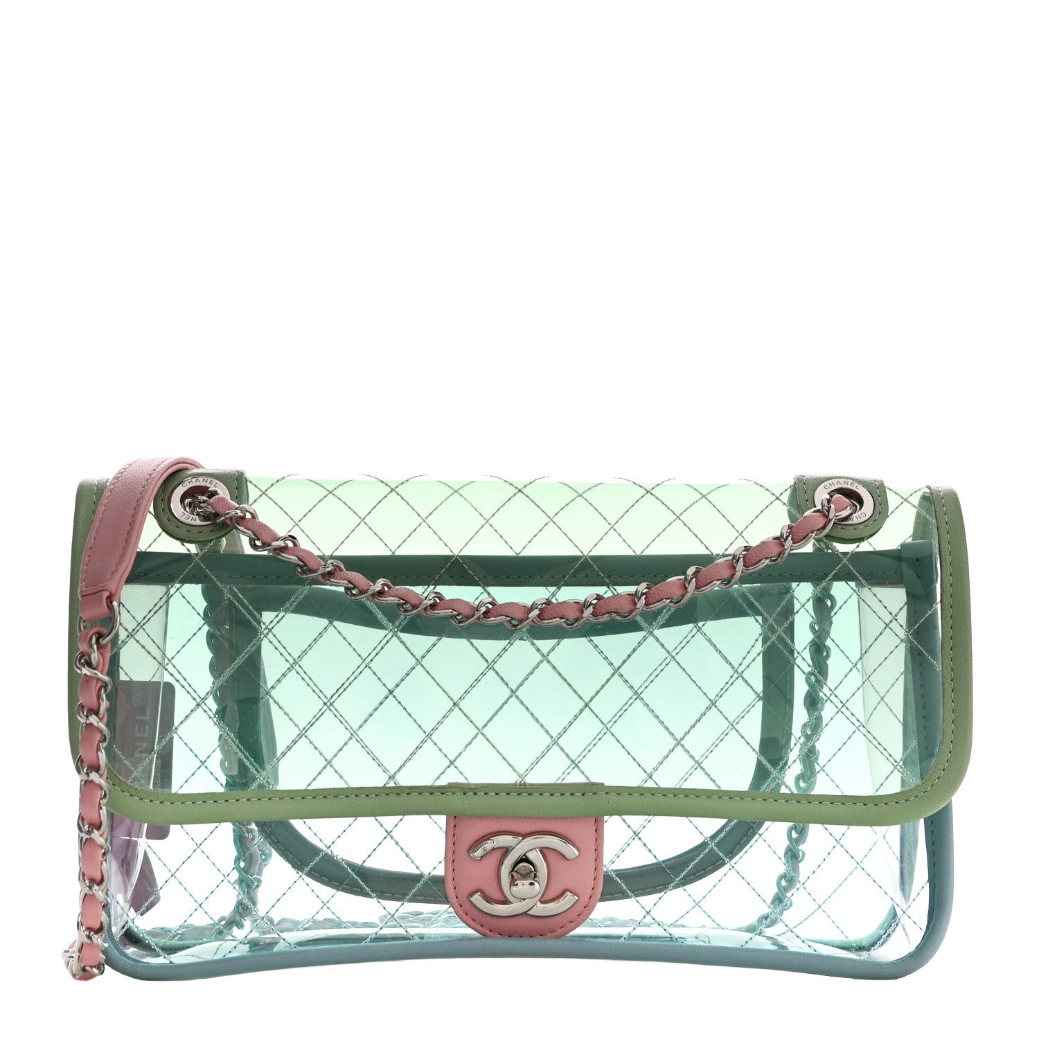 Chanel Lambskin PVC Quilted Medium Coco Splash Flap Blue Green 1 of 9