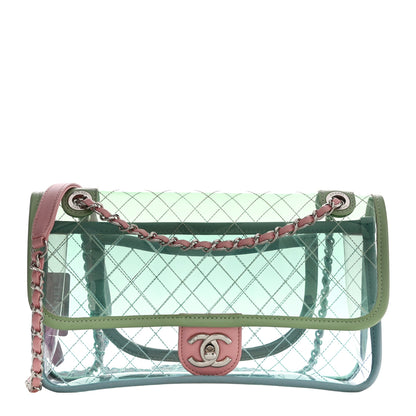 Chanel Lambskin PVC Quilted Medium Coco Splash Flap Blue Green 1 of 9