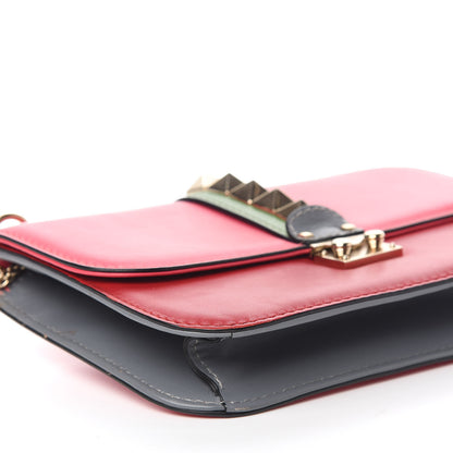 Valentino Garavani Vitello Medium Glam Lock Rockstud Flap Deep Rose Scarlet Grey Green 7 of 9