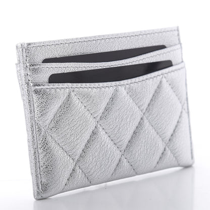 Chanel Metallic Lambskin Quilted Card Holder Silver 3 of 9