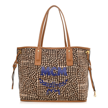 MCM Visetos Medium Liz Reversible Shopper Tote Cognac 4 of 17