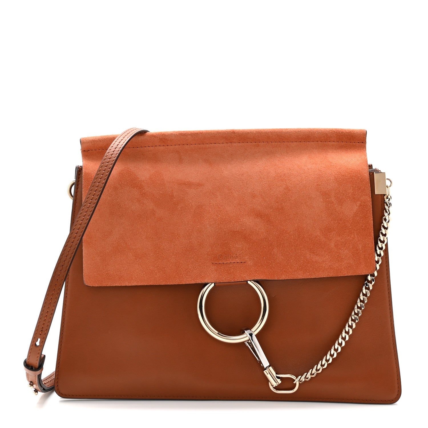 Chloe Suede Calfskin Medium Faye Shoulder Bag Tobacco 1 of 10
