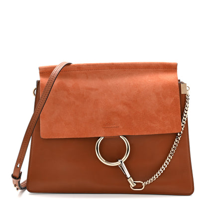 Chloe Suede Calfskin Medium Faye Shoulder Bag Tobacco 1 of 10