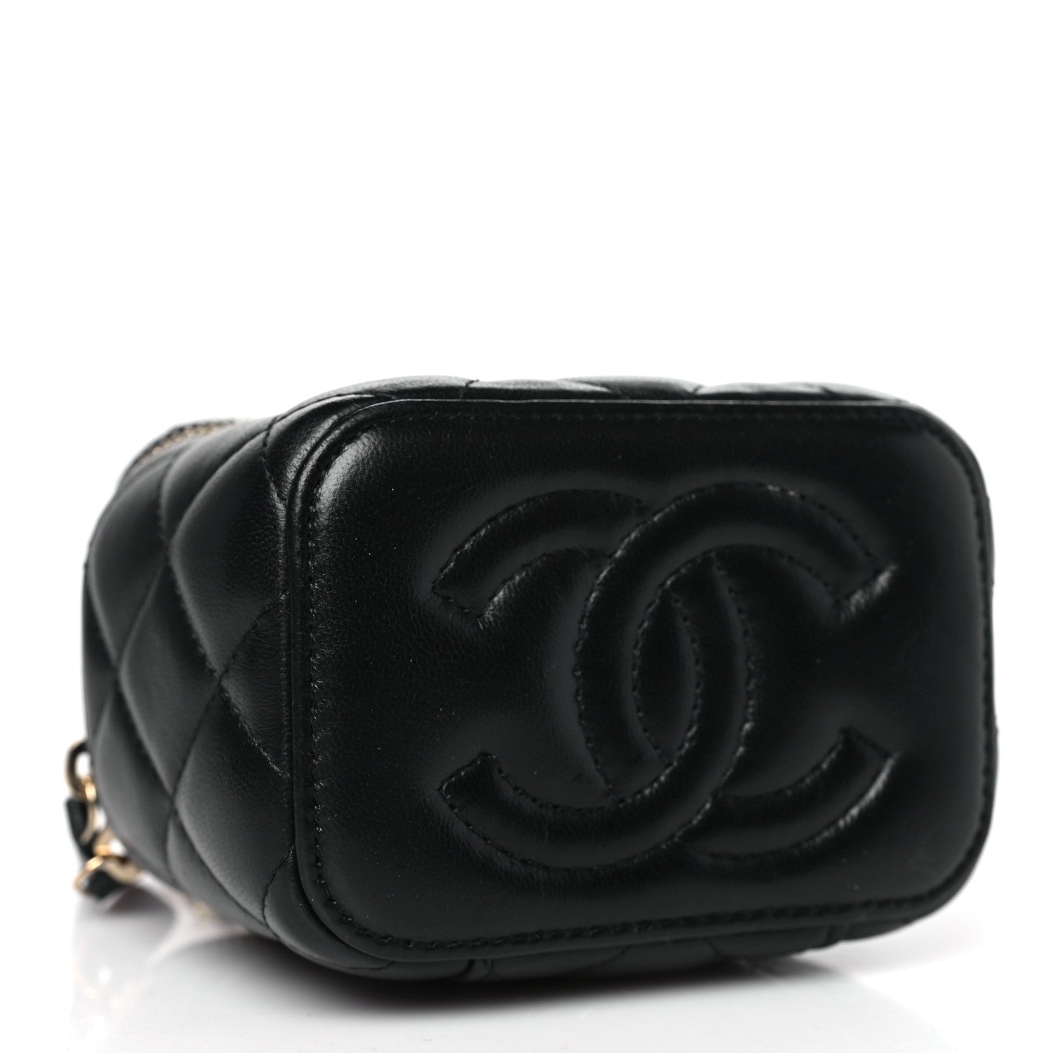 Chanel Lambskin Quilted Mini Pearl Crush Vanity Case With Chain Black 4 of 11