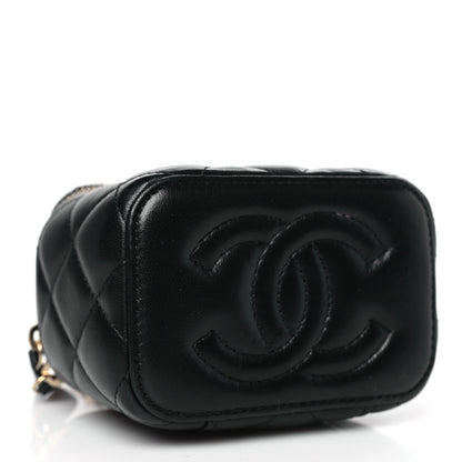 Chanel Lambskin Quilted Mini Pearl Crush Vanity Case With Chain Black 4 of 11