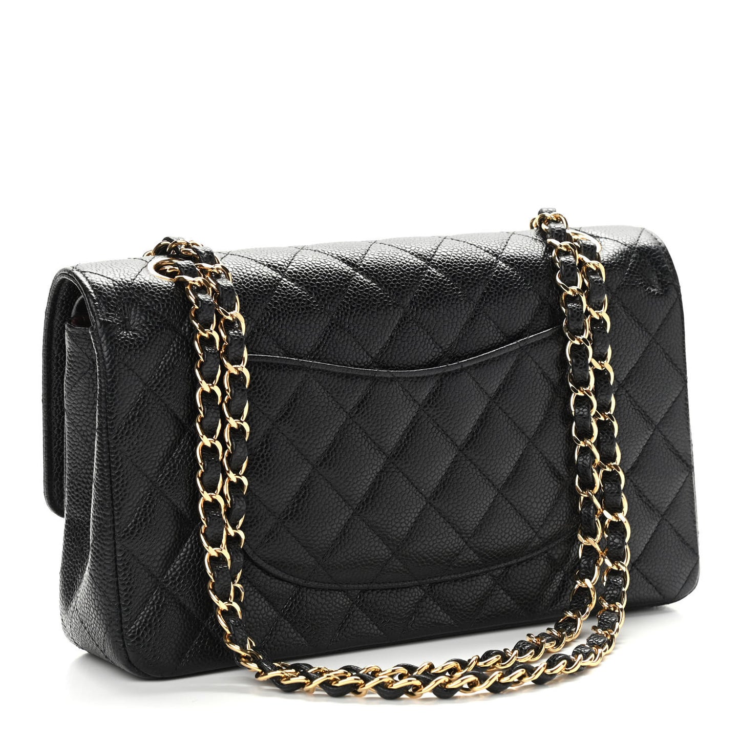 Caviar Quilted Medium Double Flap Black