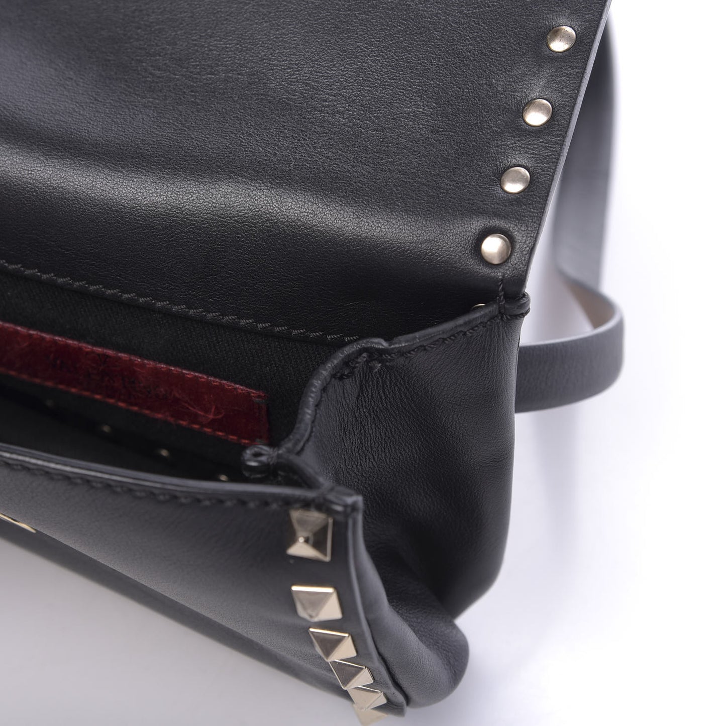 Calfskin Rockstud Belt Bag Black
