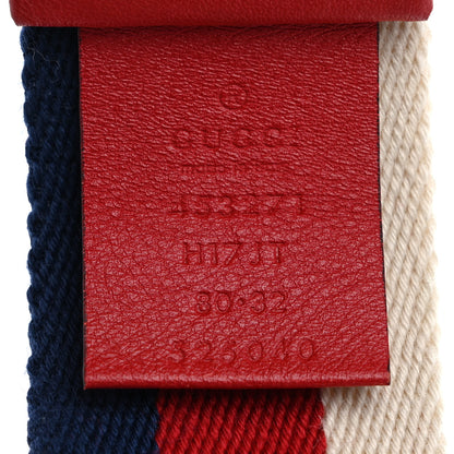 Gucci Web Feline D Ring Belt 80 32 Red White Blue 3 of 8