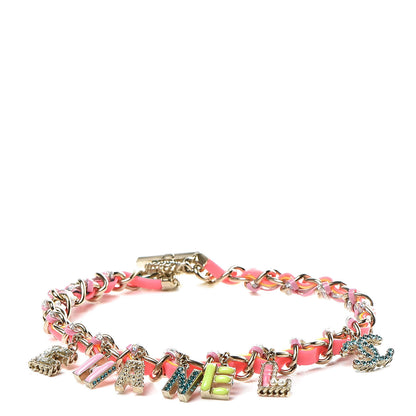 Chanel Metal Strass PVC Enamel CC Chain Link Choker Necklace Gold Blue Pink Yellow 1 of 8