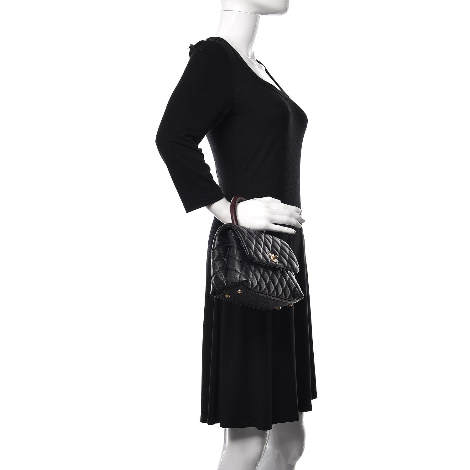Chanel Caviar Lizard Embossed Quilted Mini Coco Handle Flap Black 2 of 10