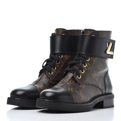Louis Vuitton Monogram Calfskin Wonderland Flat Ranger Boots 36 Black 3 of 22
