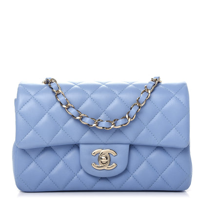 Chanel Lambskin Quilted Mini Rectangular Flap Light Blue 1 of 10