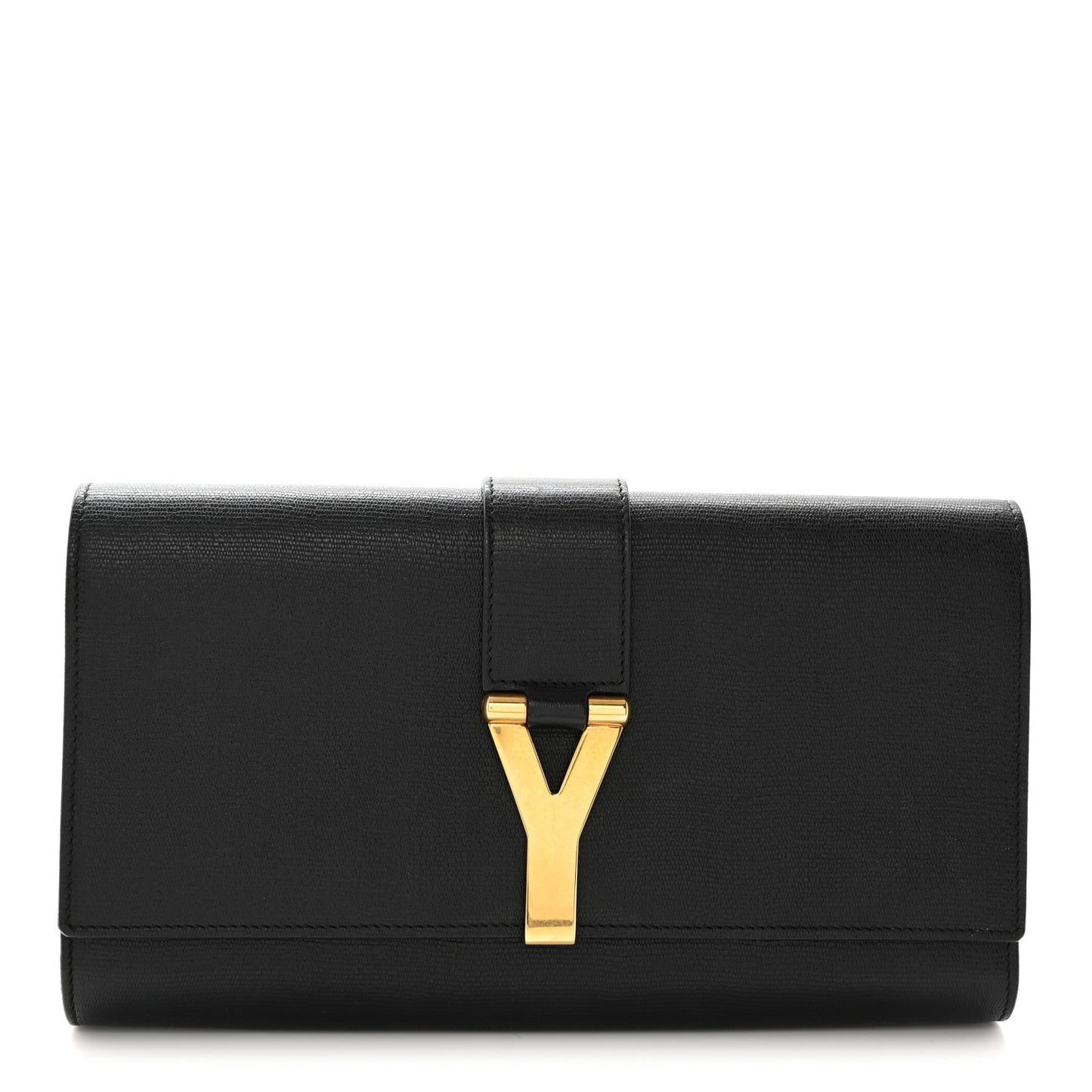 Textured Calfskin Classic Y Ligne Clutch Black