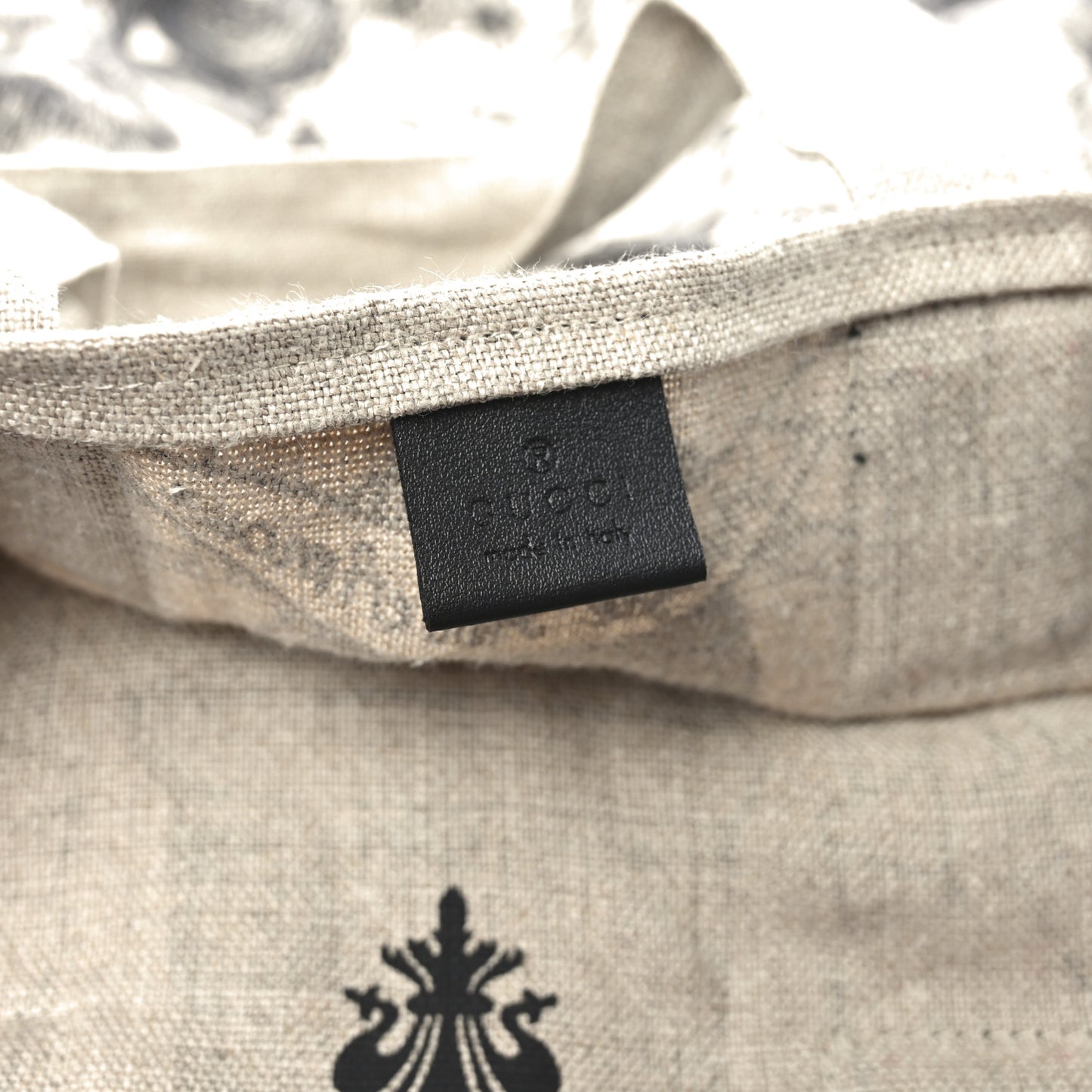 X JAYDE FISH Linen Garden Vertical Tote Black Beige