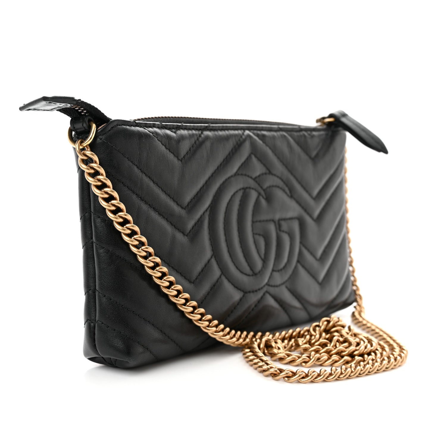 Calfskin Matelasse Mini GG Marmont Chain Bag Black